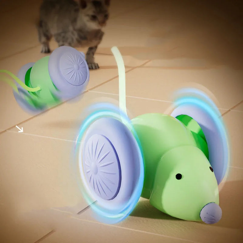 Hot Electric Mouse Car Interactive Cat Toy Rechargeable Automatic Kitten Toy Intelligent Obstacle Avoidance Cat Toy