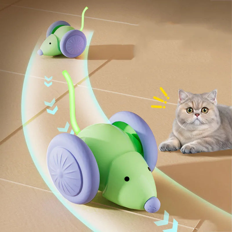 Hot Electric Mouse Car Interactive Cat Toy Rechargeable Automatic Kitten Toy Intelligent Obstacle Avoidance Cat Toy