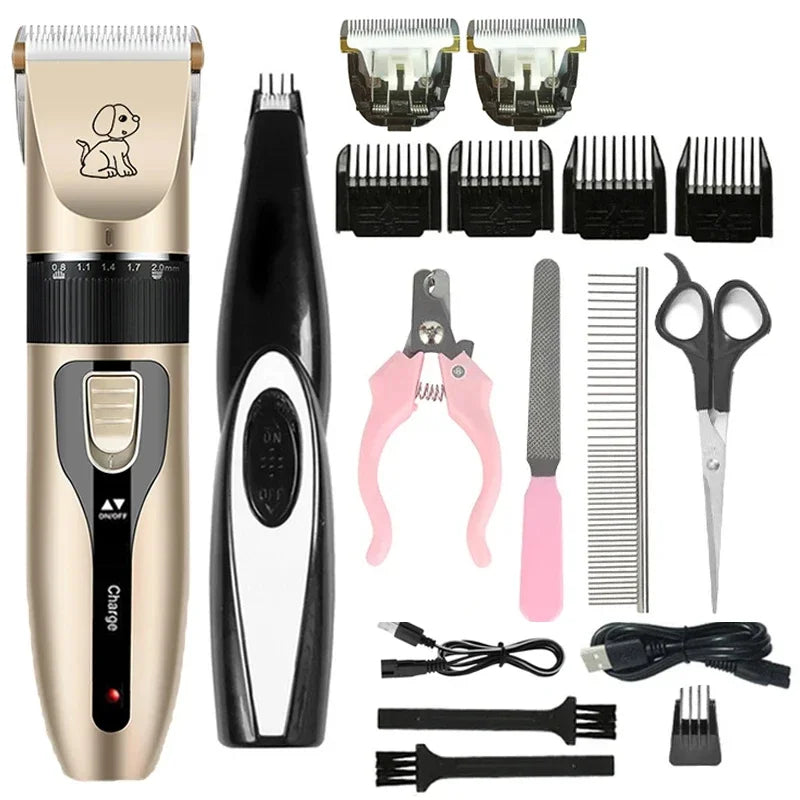 Electric Pet Clipper Grooming Kit for Dogs Reachageable Trimmer Haircut Cat Hair Cutting Remover Quiet Nail Grinder Machine Set