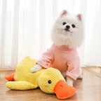 Dog sleeping with a dog hug duck toys to relieve boredom of little yellow duck pet interactive plush doll pet supplies