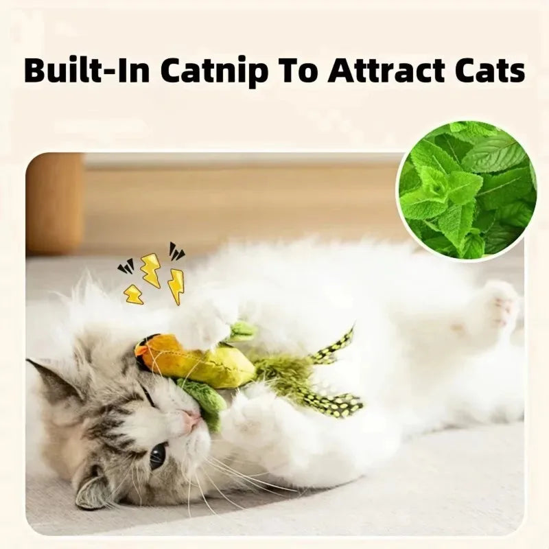 The pet cat toy emulates the sound bird to amuse the cat elastic rope to relieve boredom and resist scratching and biting