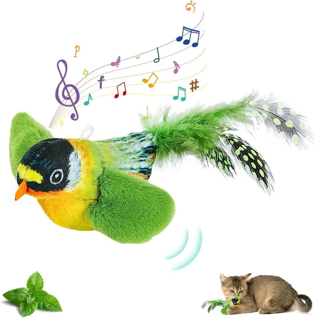 The pet cat toy emulates the sound bird to amuse the cat elastic rope to relieve boredom and resist scratching and biting