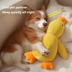 Dog sleeping with a dog hug duck toys to relieve boredom of little yellow duck pet interactive plush doll pet supplies