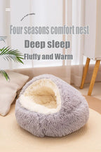 2 in 1 Soft Plush Pet Bed 50CM with Cover Round Cat Bed Pet Puppy Mattress Warm Cat Dog Sleeping Nest Cave for Small Dogs Mats
