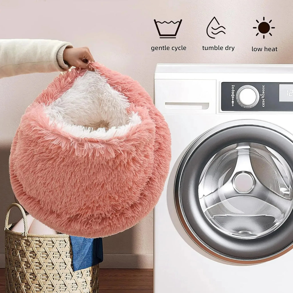 2 in 1 Soft Plush Pet Bed 50CM with Cover Round Cat Bed Pet Puppy Mattress Warm Cat Dog Sleeping Nest Cave for Small Dogs Mats