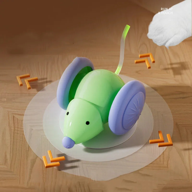 Hot Electric Mouse Car Interactive Cat Toy Rechargeable Automatic Kitten Toy Intelligent Obstacle Avoidance Cat Toy