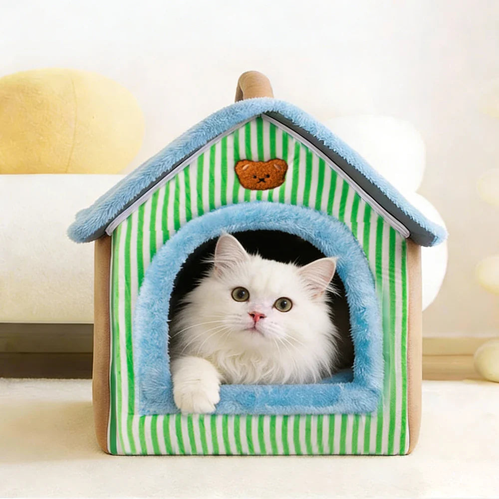 Foldable Pet House Removable Washable Cat House Puppy Cave Sofa Pet Bed House for Extra Small Dogs and Small and Medium Cats