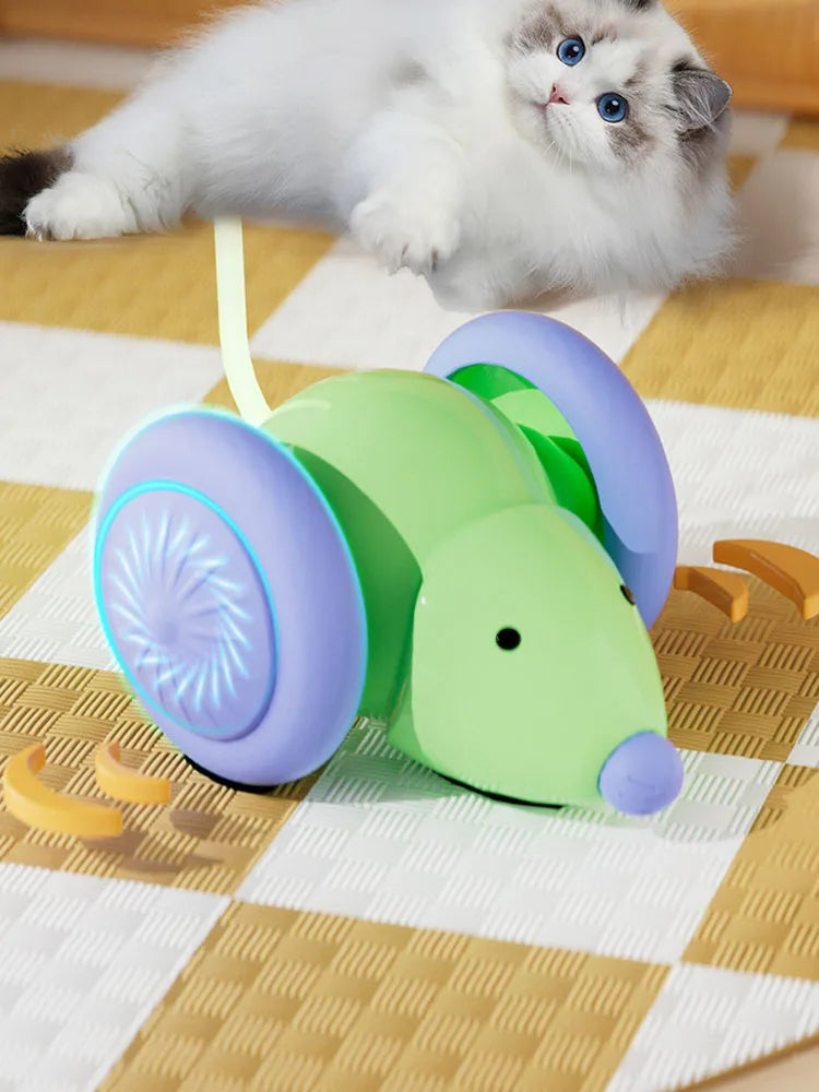 Hot Electric Mouse Car Interactive Cat Toy Rechargeable Automatic Kitten Toy Intelligent Obstacle Avoidance Cat Toy