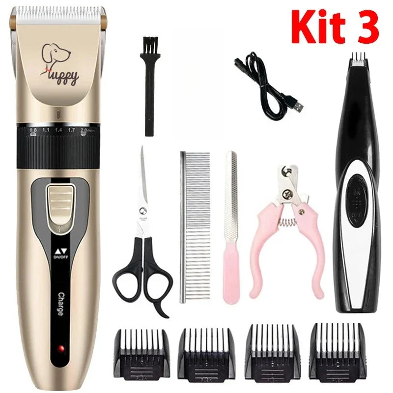 Electric Pet Clipper Grooming Kit for Dogs Reachageable Trimmer Haircut Cat Hair Cutting Remover Quiet Nail Grinder Machine Set