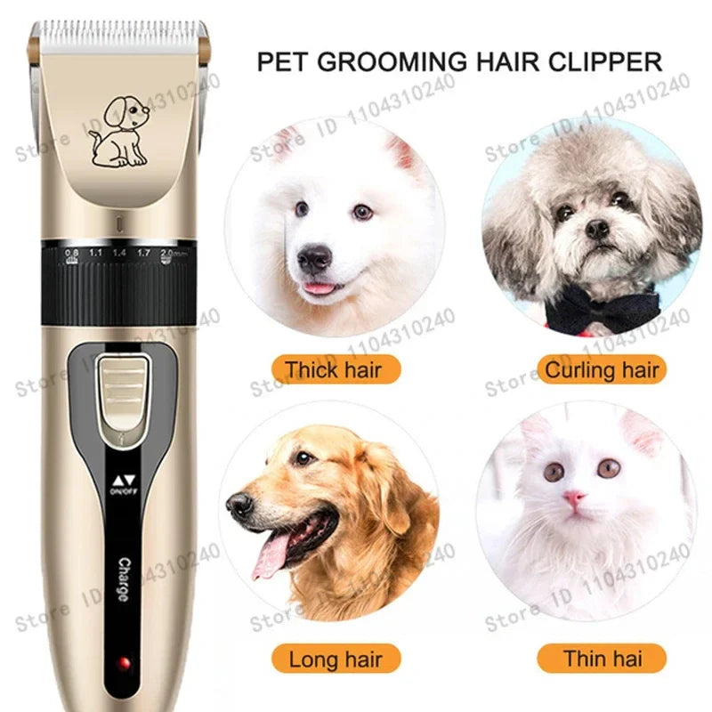 Electric Pet Clipper Grooming Kit for Dogs Reachageable Trimmer Haircut Cat Hair Cutting Remover Quiet Nail Grinder Machine Set
