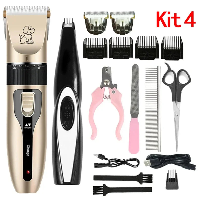 Electric Pet Clipper Grooming Kit for Dogs Reachageable Trimmer Haircut Cat Hair Cutting Remover Quiet Nail Grinder Machine Set