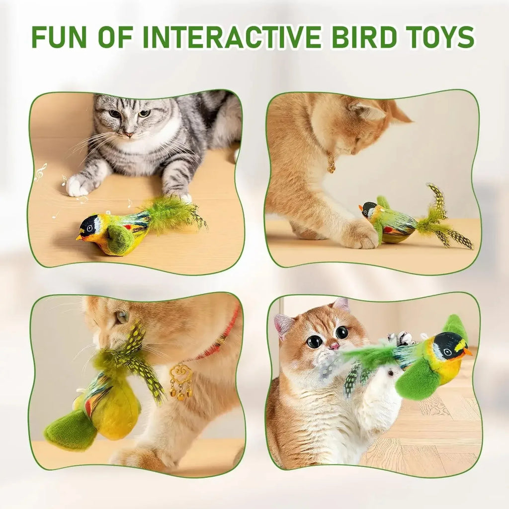 The pet cat toy emulates the sound bird to amuse the cat elastic rope to relieve boredom and resist scratching and biting