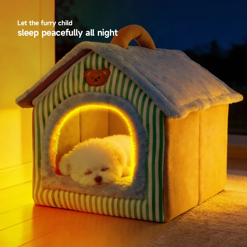 Foldable Pet House Removable Washable Cat House Puppy Cave Sofa Pet Bed House for Extra Small Dogs and Small and Medium Cats